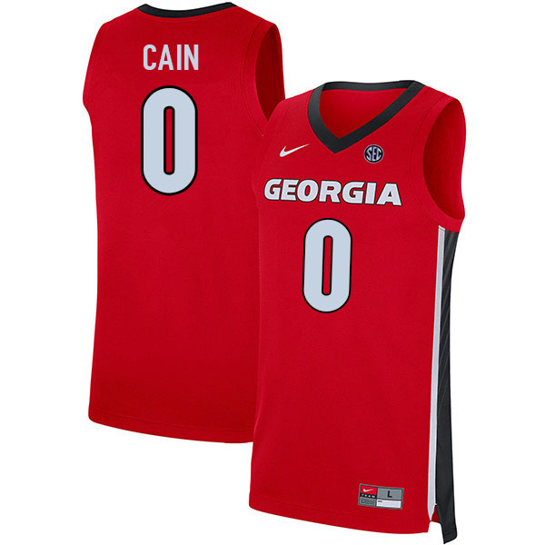 Georgia Bulldogs #0 Blue Cain College Basketball Jerseys Stitched Sale-Red